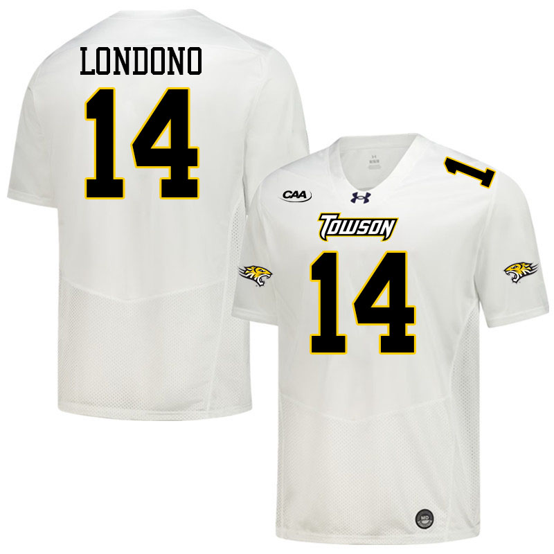 Towson Tigers #14 Lukkas Londono College Football Jerseys,Uniforms-White